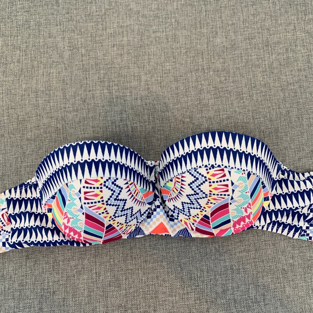 Bar III Multicolor Bikini Top Mosaic Print Large Swimwear Top Push Up Padded